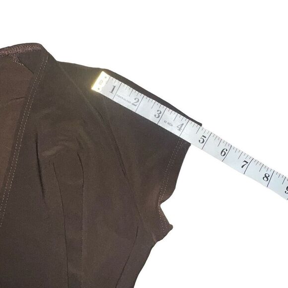 STUDIO Y Vintage Brown V-Neck Faux Wrap Top Size M - Picture 6 of 8